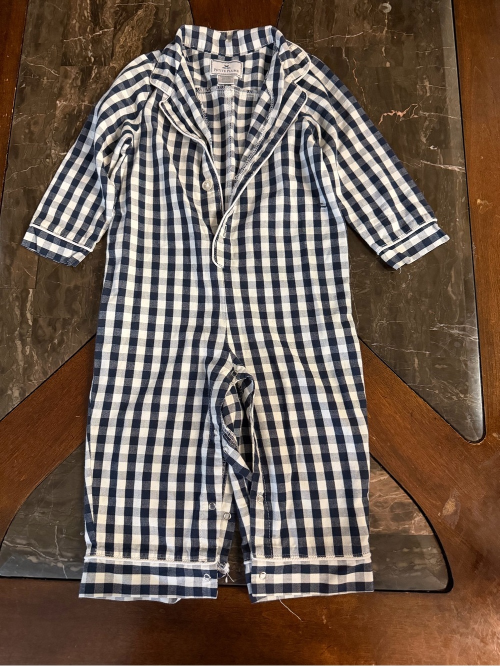 Navy and White Gingham Kids Sleep Sack Romper
